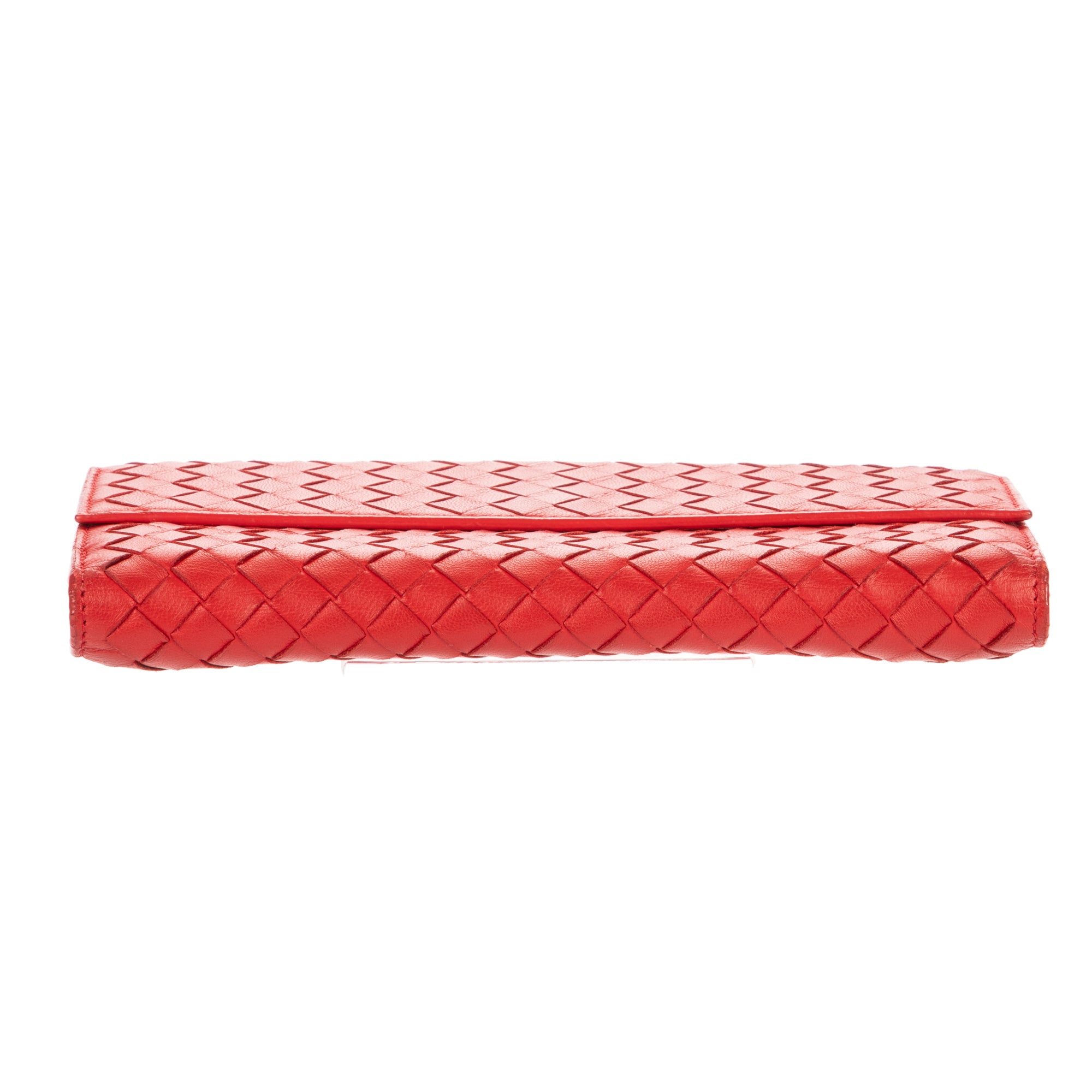Wallet Long Wallet Flap Red Intrecciato Calfskin Leather