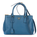 Shoulder Bag Double Zip Galleria Tote Blue Saffiano Leather