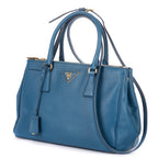 Shoulder Bag Double Zip Galleria Tote Blue Saffiano Leather