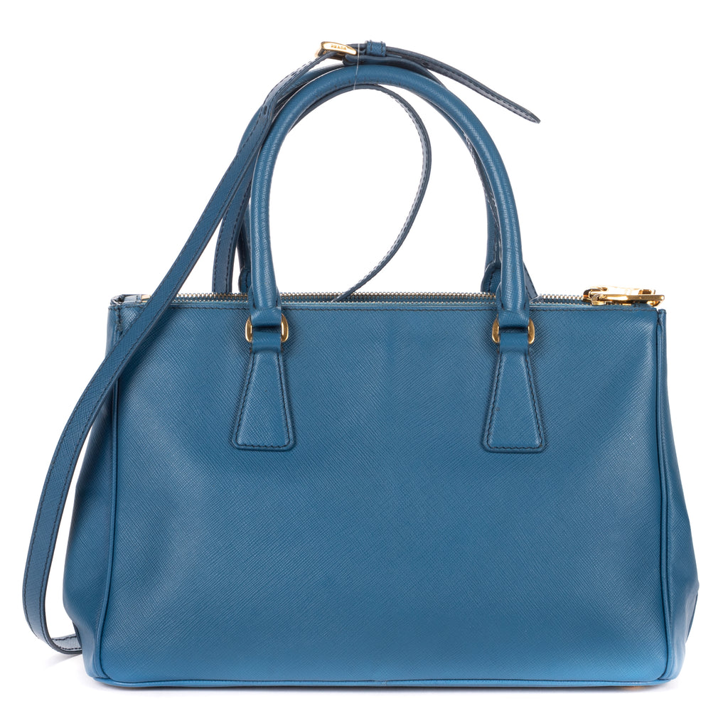 Shoulder Bag Double Zip Galleria Tote Blue Saffiano Leather