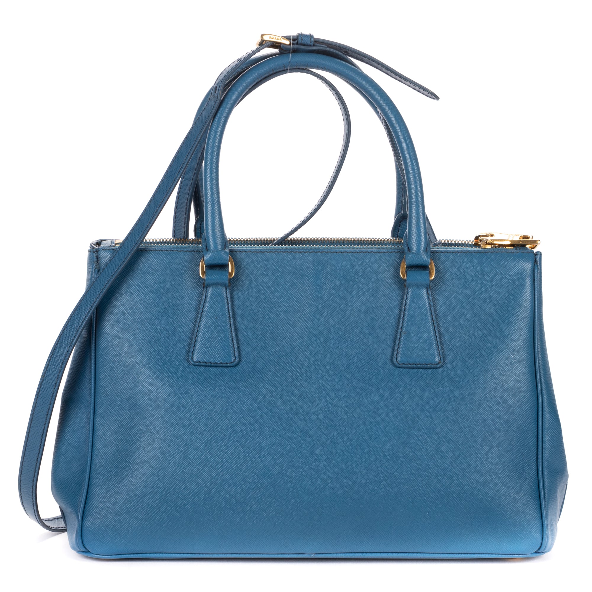 Shoulder Bag Double Zip Galleria Tote Blue Saffiano Leather