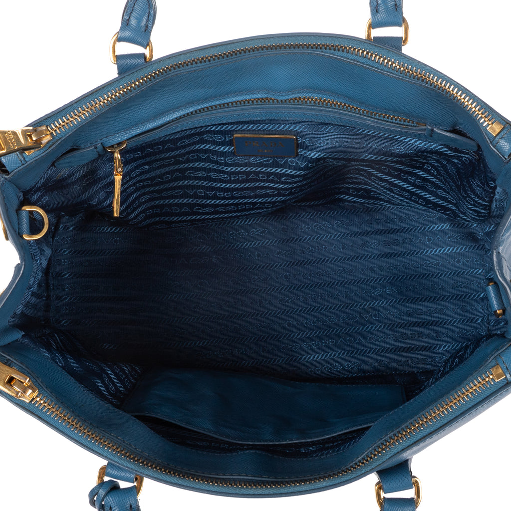 Shoulder Bag Double Zip Galleria Tote Blue Saffiano Leather
