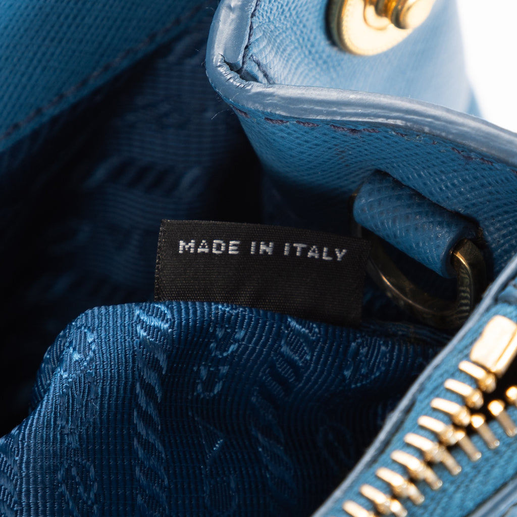 Shoulder Bag Double Zip Galleria Tote Blue Saffiano Leather