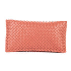 Clutch Turn Lock Clutch Brown Intrecciato Calfskin Leather