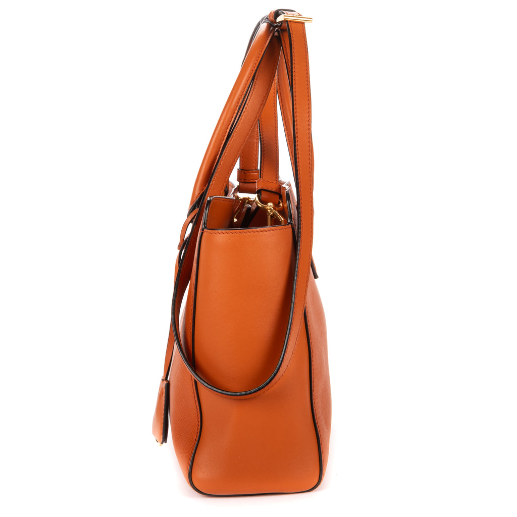 Shoulder Bag Convertible Sound Lock Satchel Orange Saffiano Leather