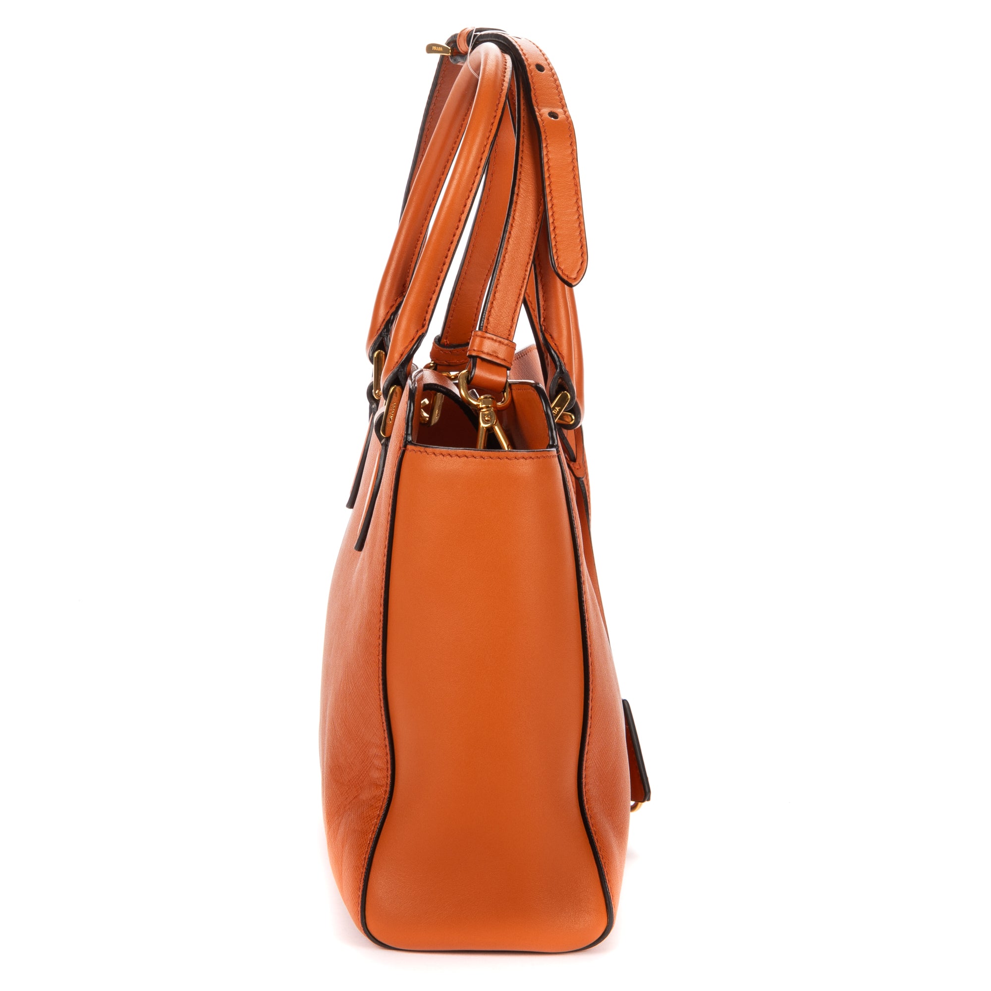Shoulder Bag Convertible Sound Lock Satchel Orange Saffiano Leather