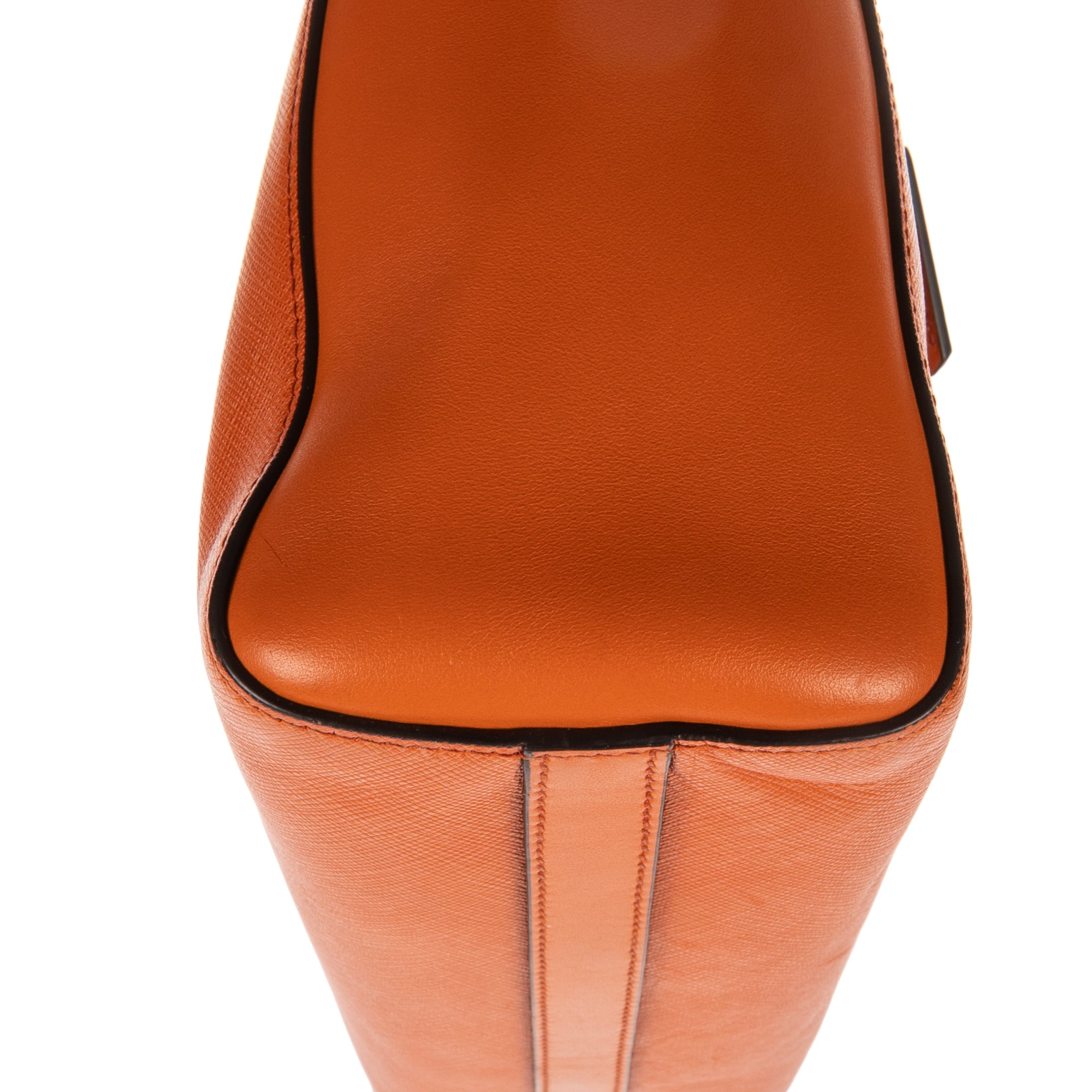 Shoulder Bag Convertible Sound Lock Satchel Orange Saffiano Leather