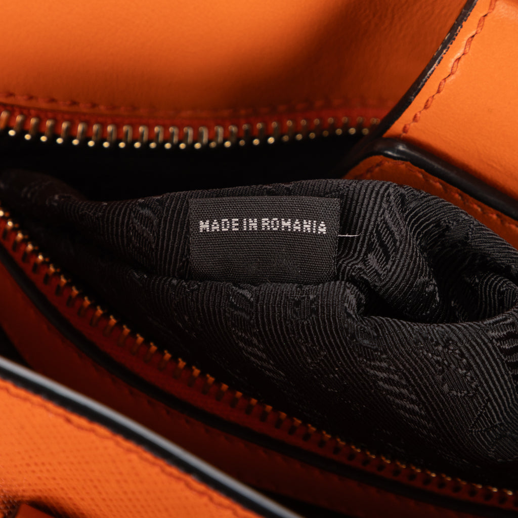 Shoulder Bag Convertible Sound Lock Satchel Orange Saffiano Leather
