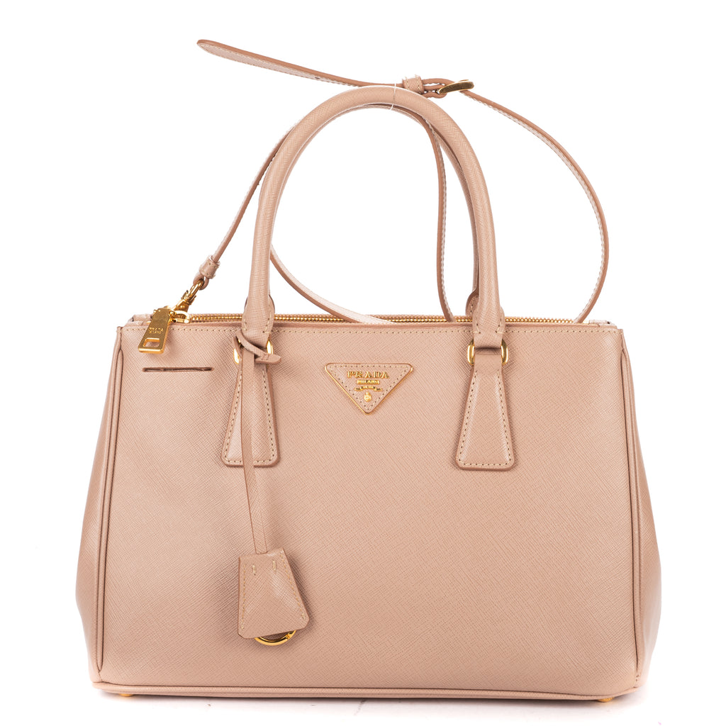 Shoulder Bag Small Double Zip Galleria Tote Small Pink Saffiano Leather