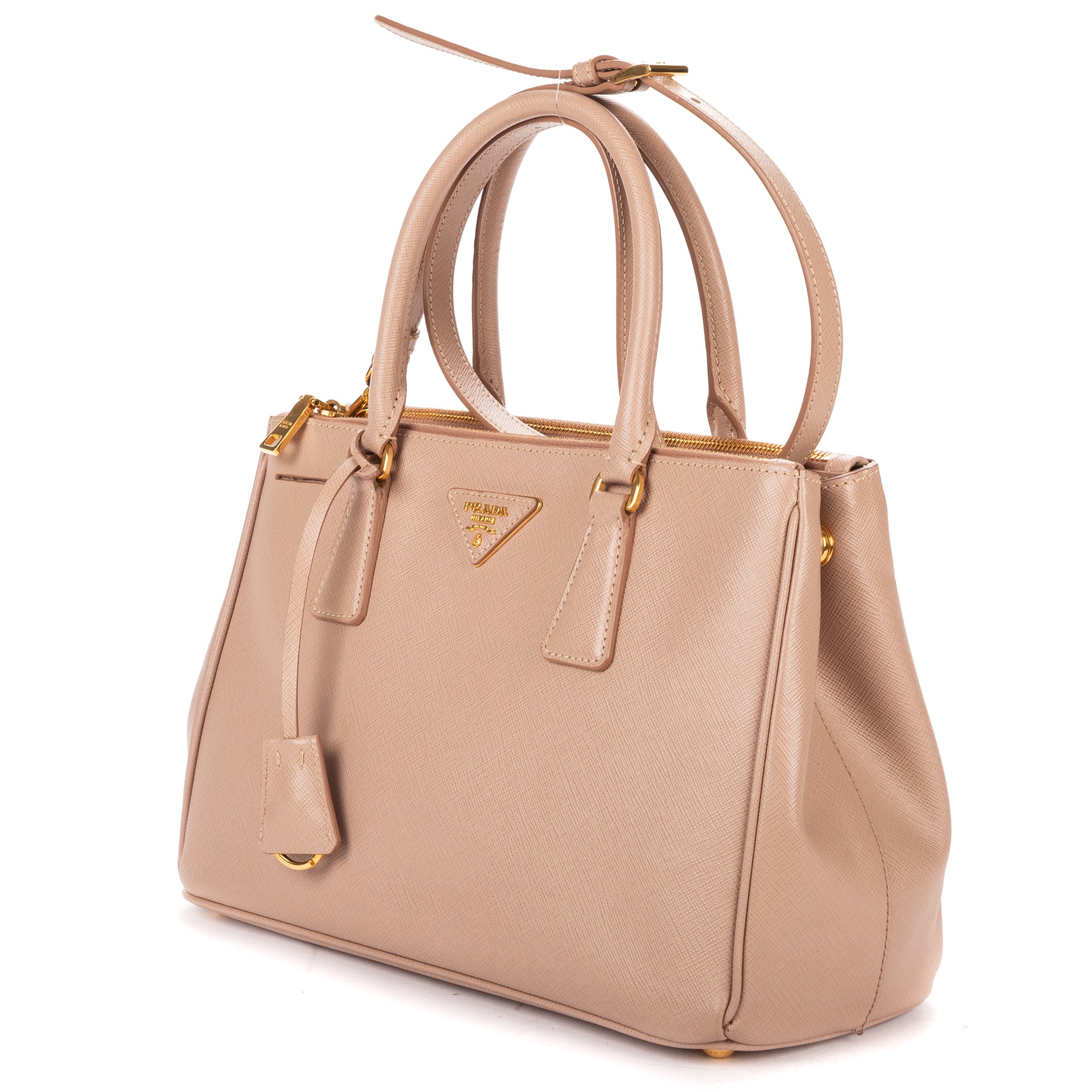 Shoulder Bag Small Double Zip Galleria Tote Small Pink Saffiano Leather
