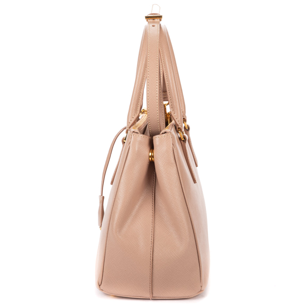 Shoulder Bag Small Double Zip Galleria Tote Small Pink Saffiano Leather