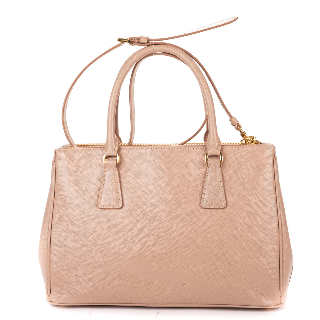 Shoulder Bag Small Double Zip Galleria Tote Small Pink Saffiano Leather