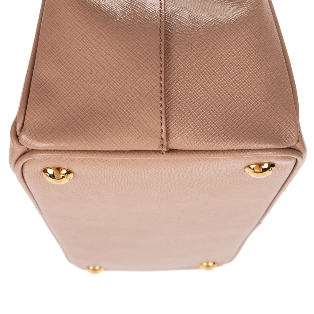 Shoulder Bag Small Double Zip Galleria Tote Small Pink Saffiano Leather