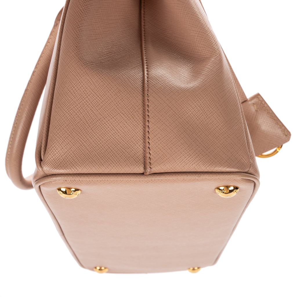 Shoulder Bag Small Double Zip Galleria Tote Small Pink Saffiano Leather