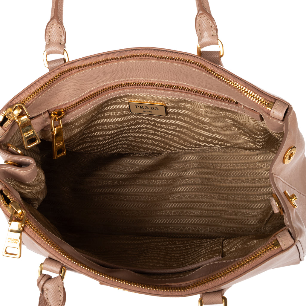 Shoulder Bag Small Double Zip Galleria Tote Small Pink Saffiano Leather