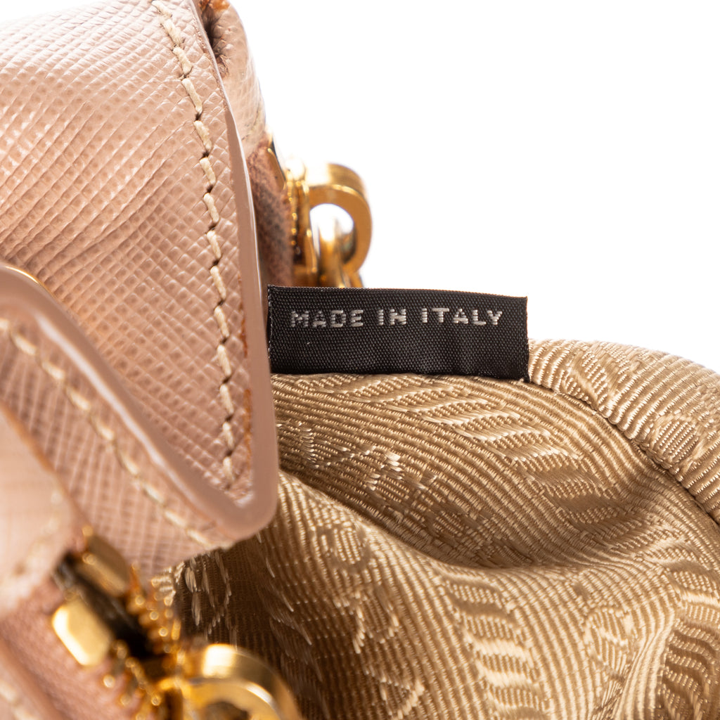 Shoulder Bag Small Double Zip Galleria Tote Small Pink Saffiano Leather