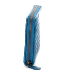 Shoulder Bag Zip Around Wallet Blue Intrecciato Calfskin Leather