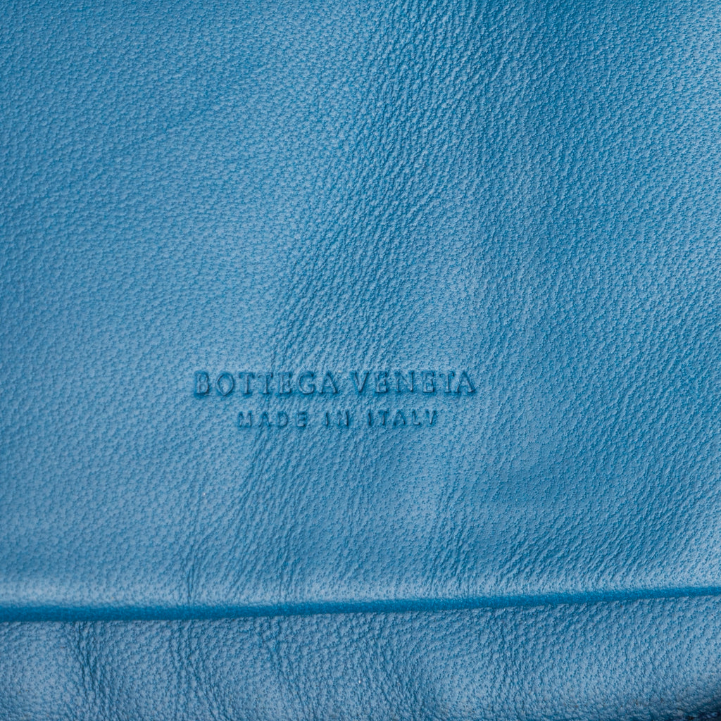 Shoulder Bag Zip Around Wallet Blue Intrecciato Calfskin Leather