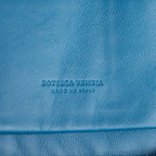 Sac Bandoulière Portefeuille Zippé En Cuir De Veau Intrecciato Bleu