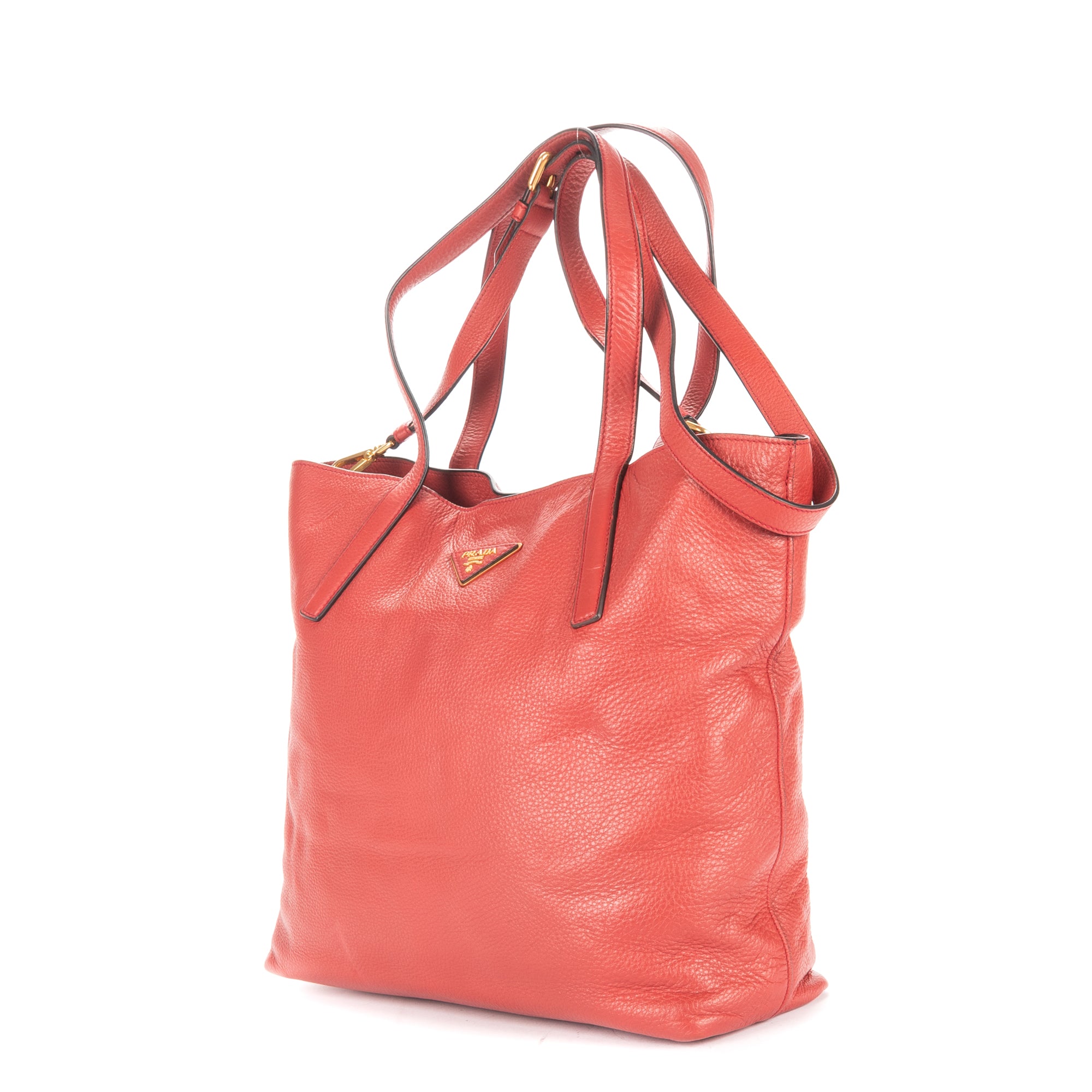 Shoulder Bag Open Tote Red Vitello Daino Leather