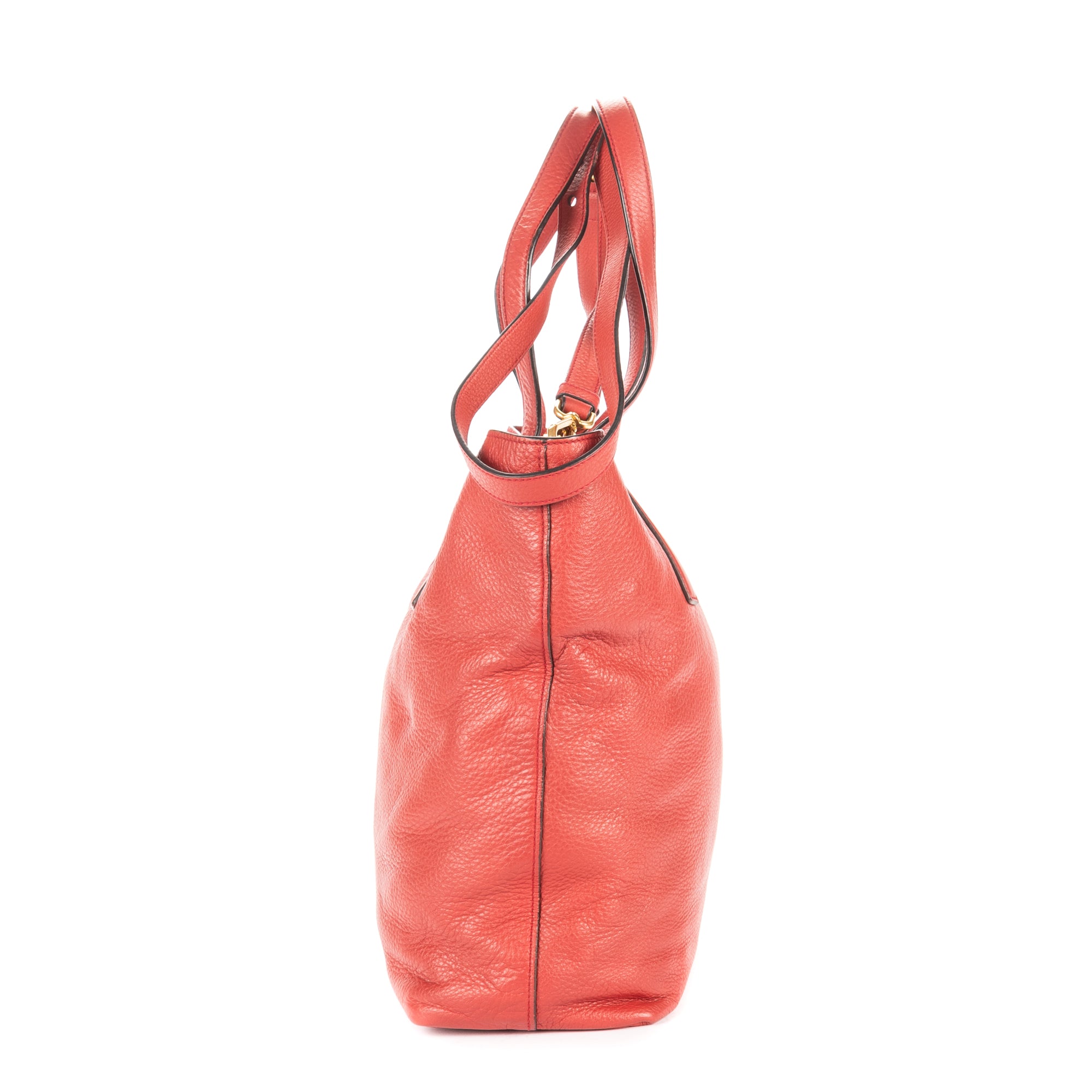 Shoulder Bag Open Tote Red Vitello Daino Leather