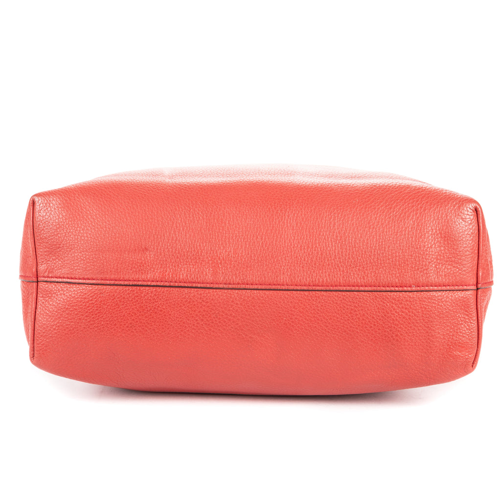 Shoulder Bag Open Tote Red Vitello Daino Leather