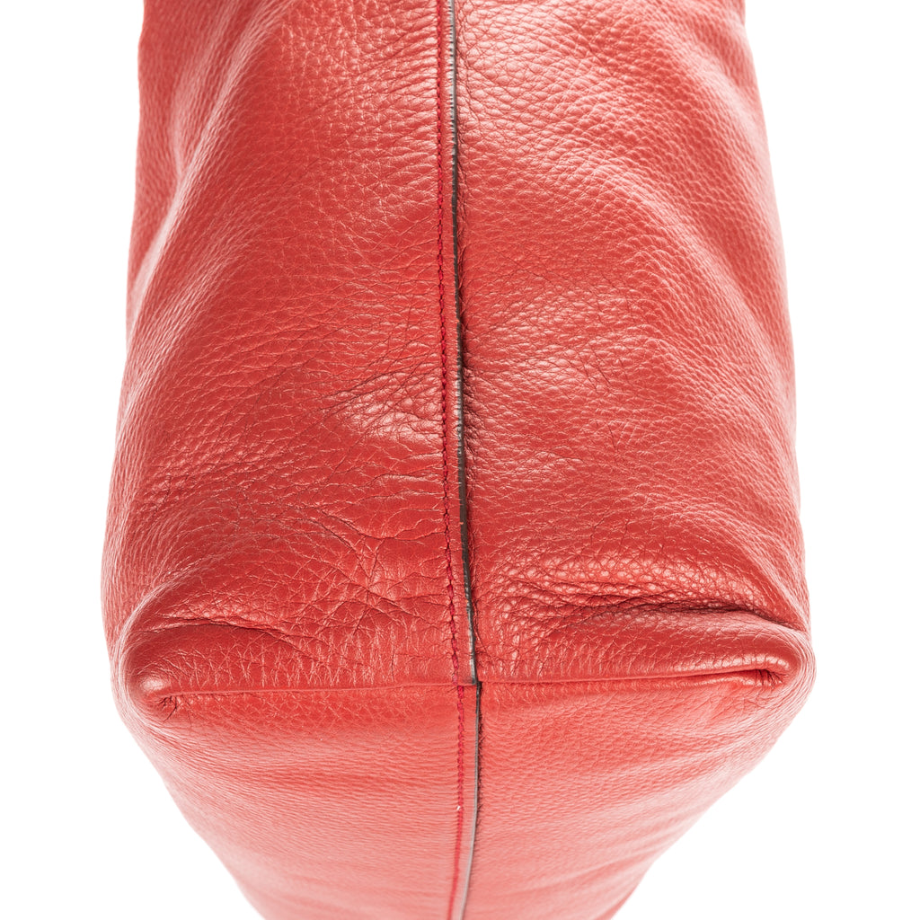 Shoulder Bag Open Tote Red Vitello Daino Leather