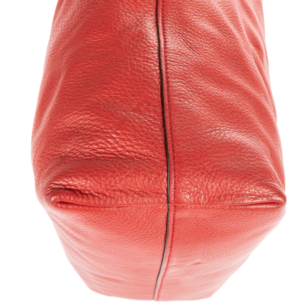 Shoulder Bag Open Tote Red Vitello Daino Leather