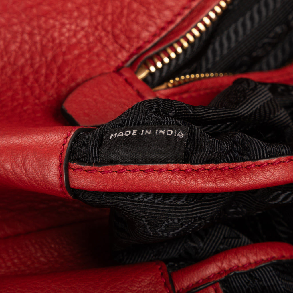 Shoulder Bag Open Tote Red Vitello Daino Leather