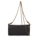 Shoulder Bag Wallet on Chain Crossbody Black Intrecciato Calfskin Leather