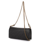 Shoulder Bag Wallet on Chain Crossbody Black Intrecciato Calfskin Leather