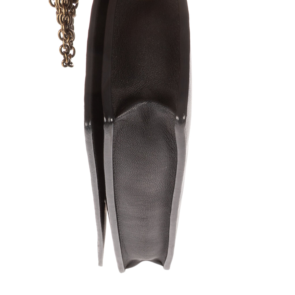 Shoulder Bag Wallet on Chain Crossbody Black Intrecciato Calfskin Leather