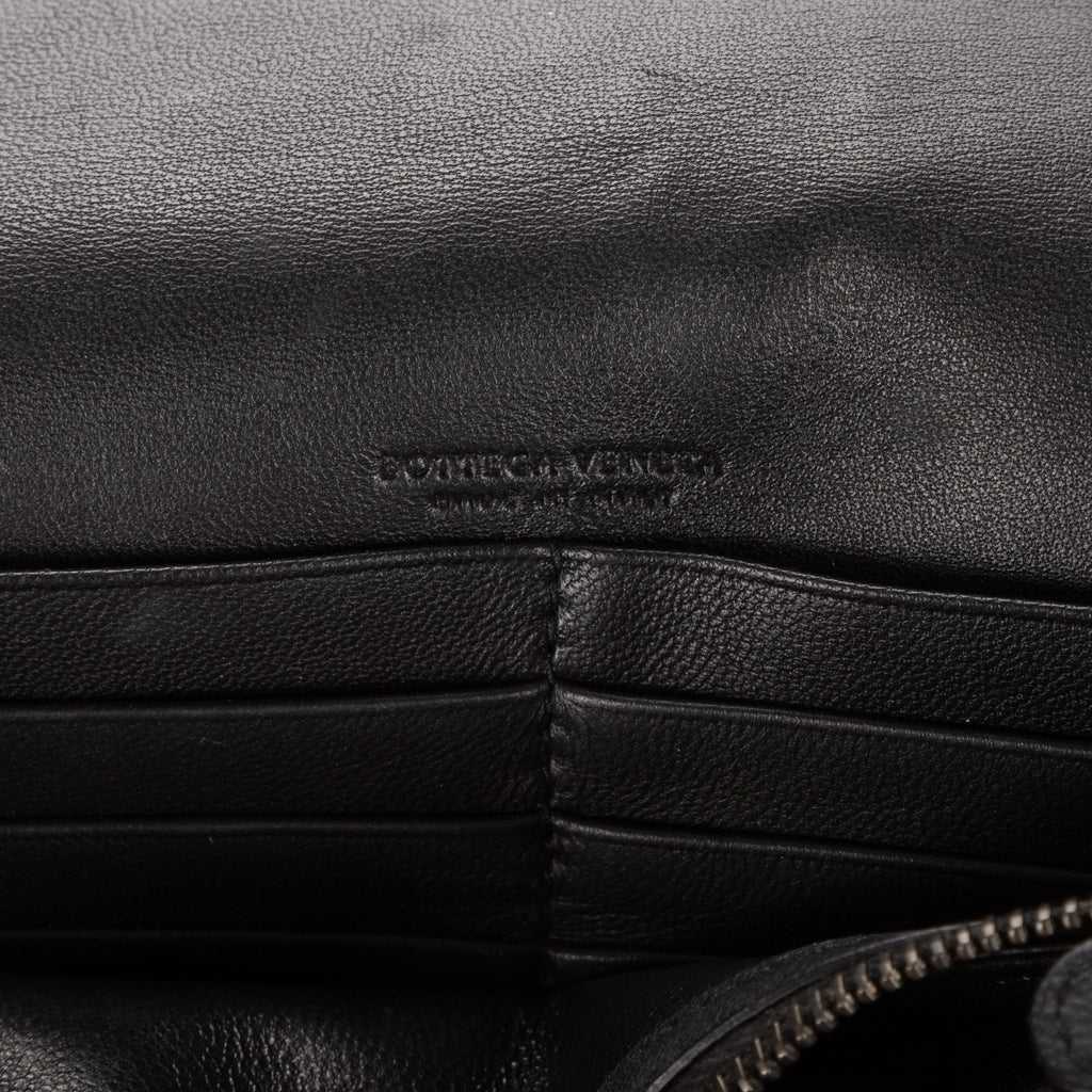Shoulder Bag Wallet on Chain Crossbody Black Intrecciato Calfskin Leather