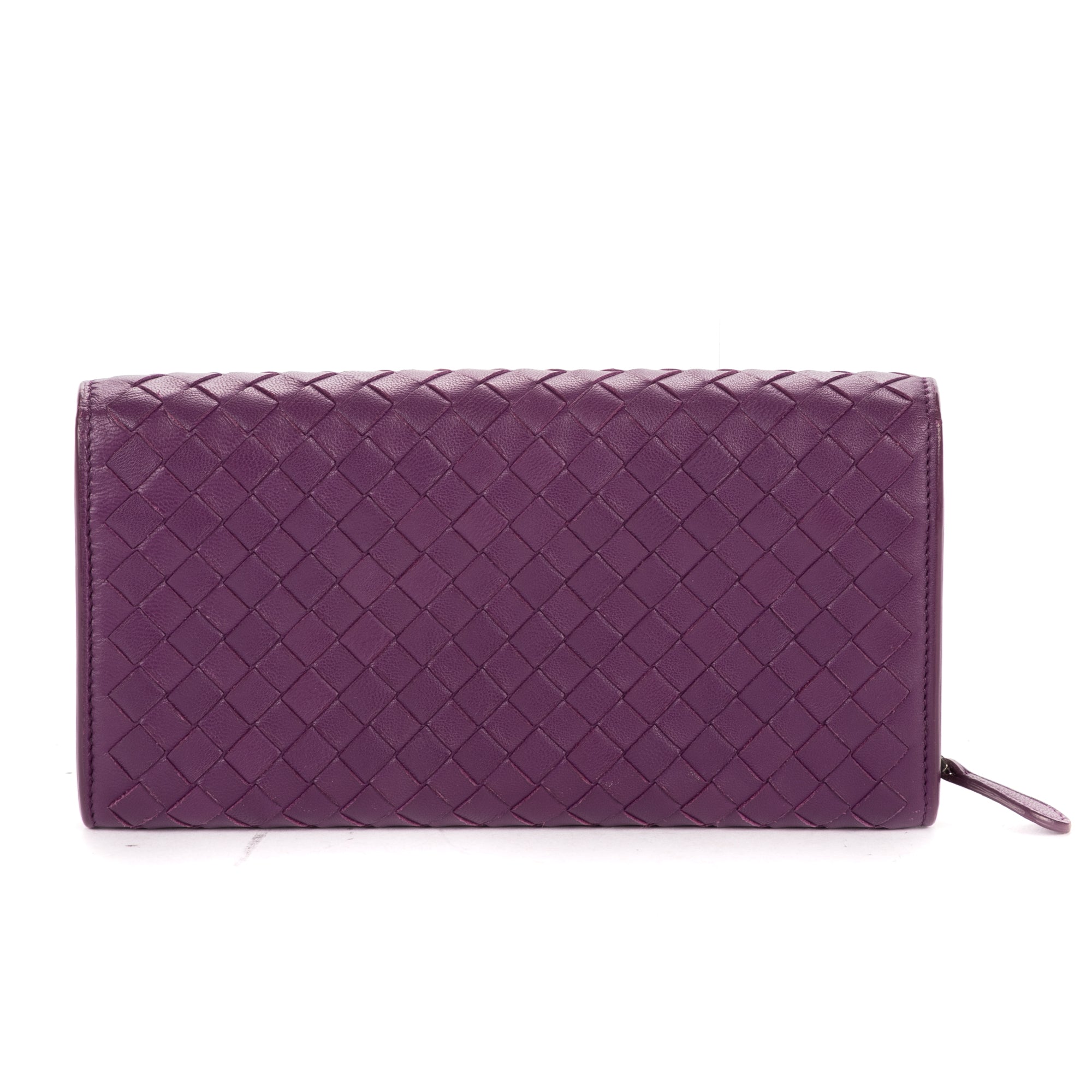 Wallet Flap Continental Purple Intrecciato Calfskin Leather
