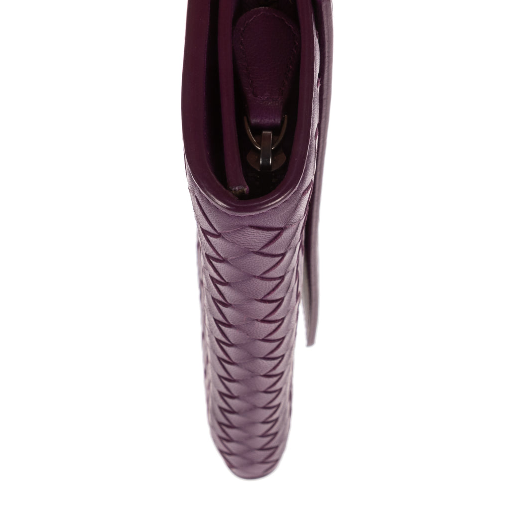 Wallet Flap Continental Purple Intrecciato Calfskin Leather