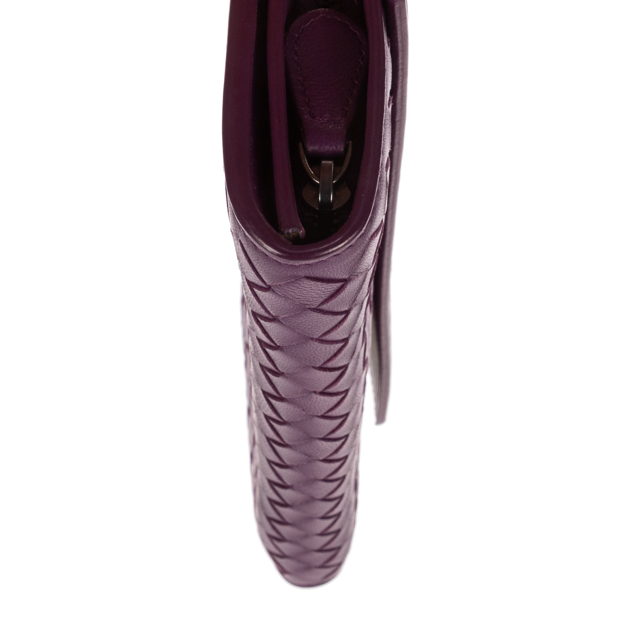 Wallet Flap Continental Purple Intrecciato Calfskin Leather