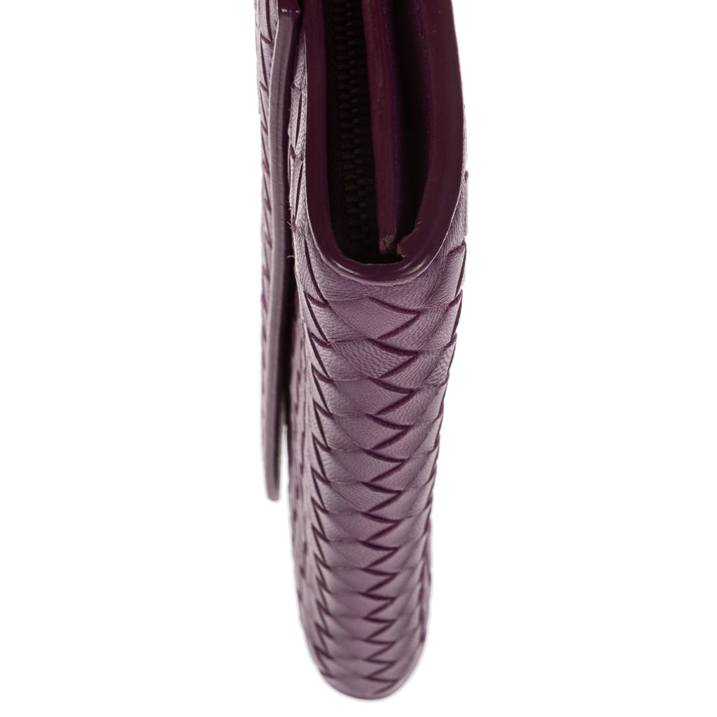 Wallet Flap Continental Purple Intrecciato Calfskin Leather