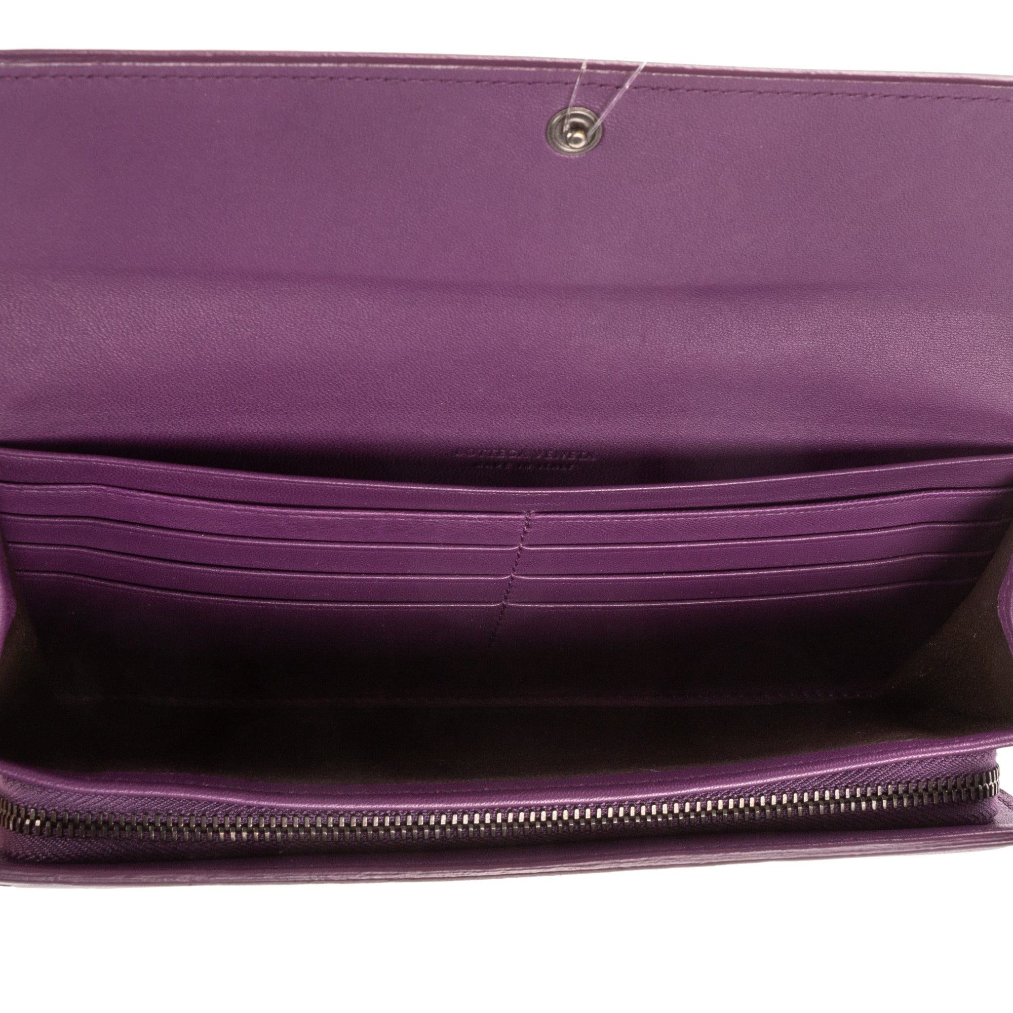 Wallet Flap Continental Purple Intrecciato Calfskin Leather