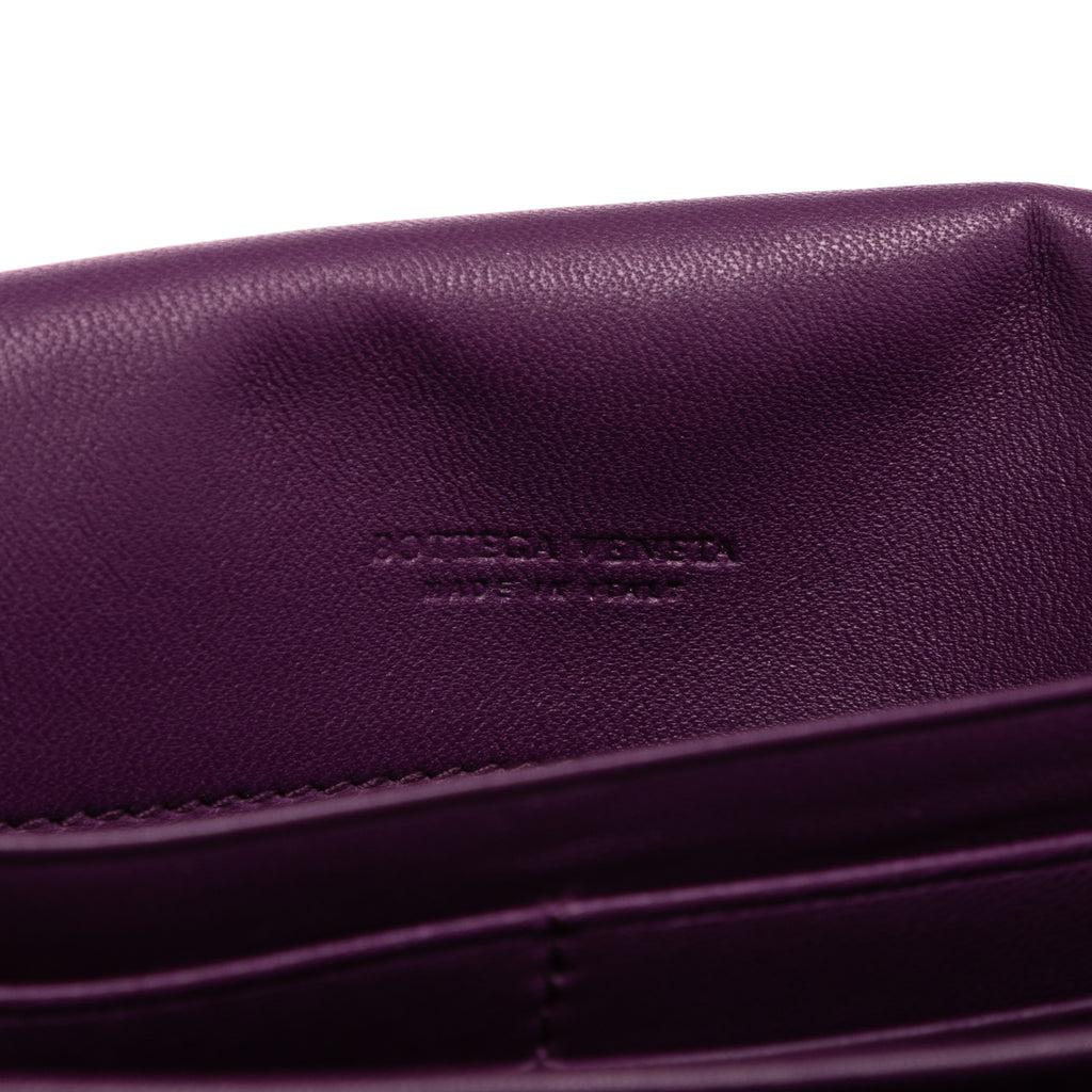 Wallet Flap Continental Purple Intrecciato Calfskin Leather