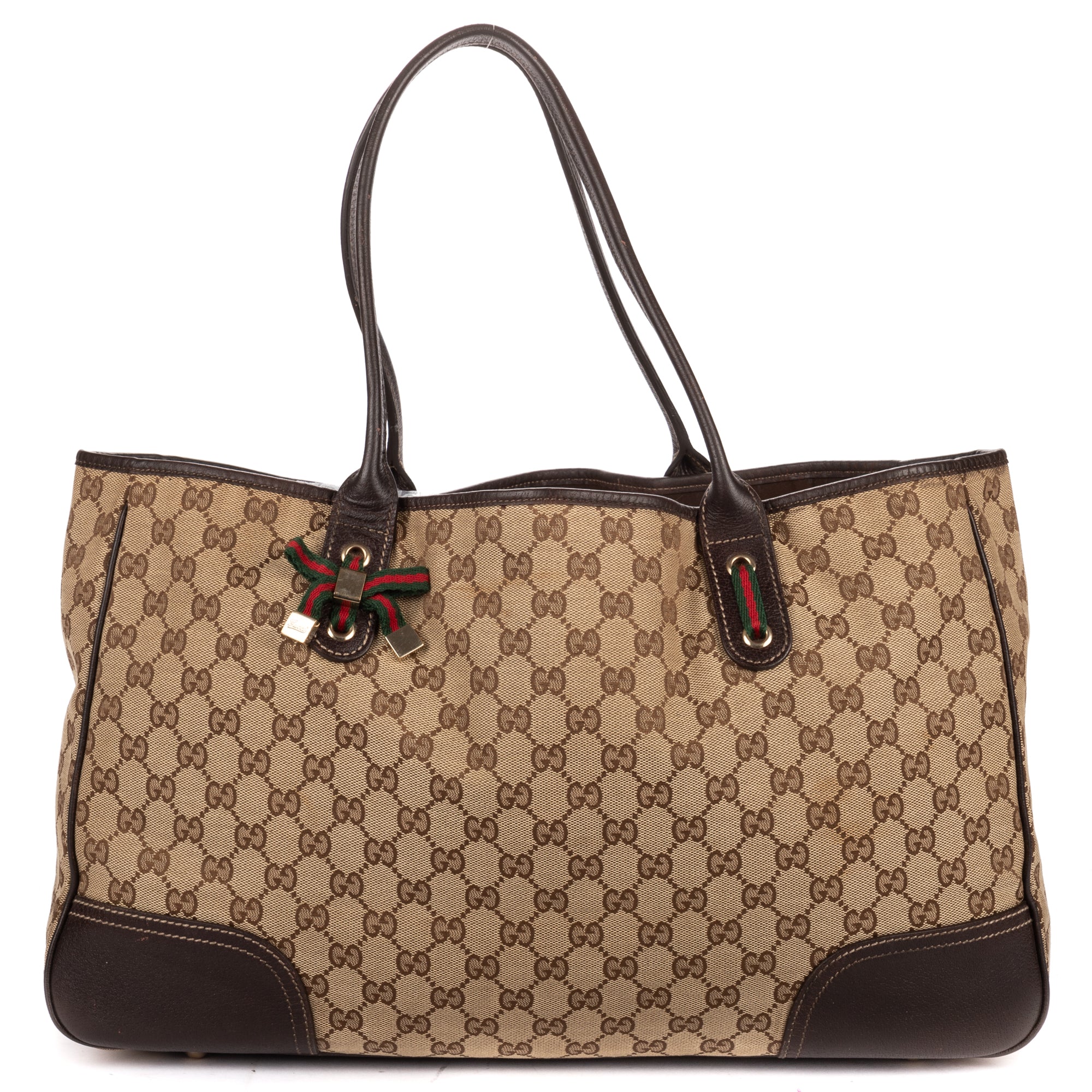 Shoulder Bag Large Web Princy Tote Large Beige Monogrammed Canvas