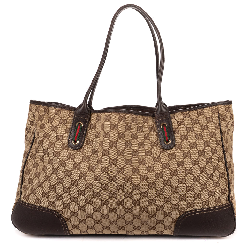 Shoulder Bag Large Web Princy Tote Large Beige Monogrammed Canvas