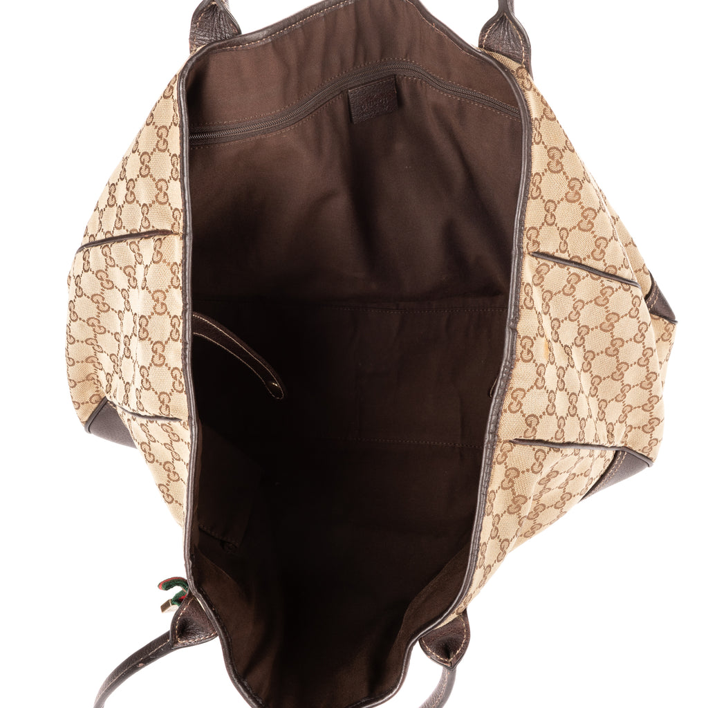 Shoulder Bag Large Web Princy Tote Large Beige Monogrammed Canvas