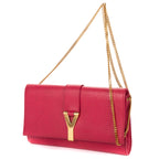 Shoulder Bag Ligne Y Crossbody Pink Calfskin Leather
