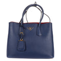 Shoulder Bag Cuir Double Handle Tote Navy Saffiano Leather