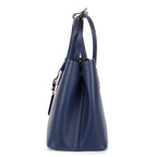 Shoulder Bag Cuir Double Handle Tote Navy Saffiano Leather