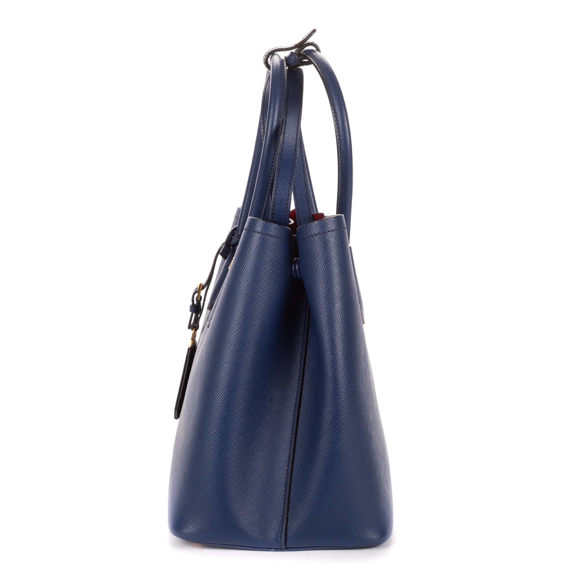 Shoulder Bag Cuir Double Handle Tote Navy Saffiano Leather