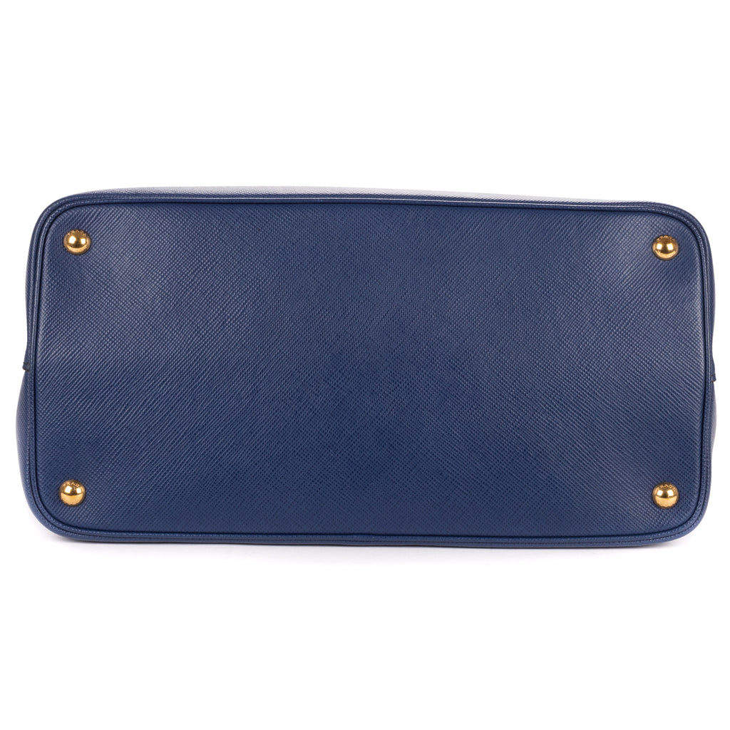 Shoulder Bag Cuir Double Handle Tote Navy Saffiano Leather