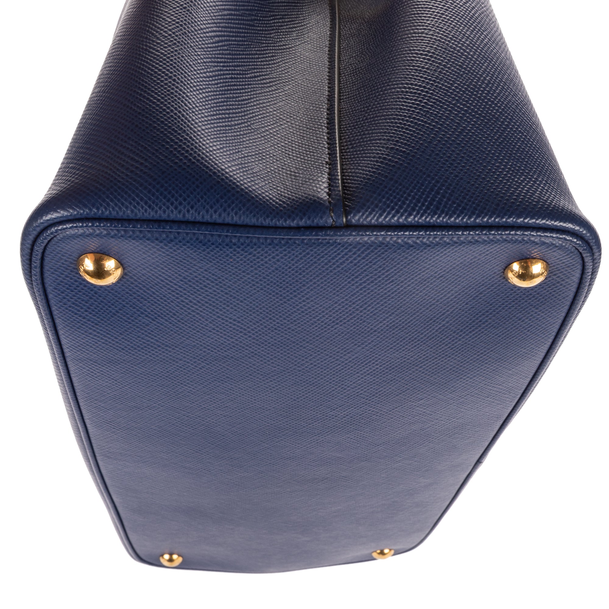 Shoulder Bag Cuir Double Handle Tote Navy Saffiano Leather