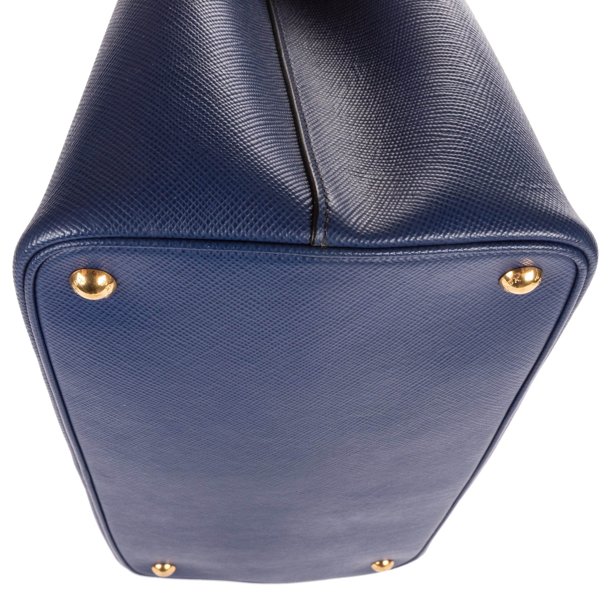 Shoulder Bag Cuir Double Handle Tote Navy Saffiano Leather