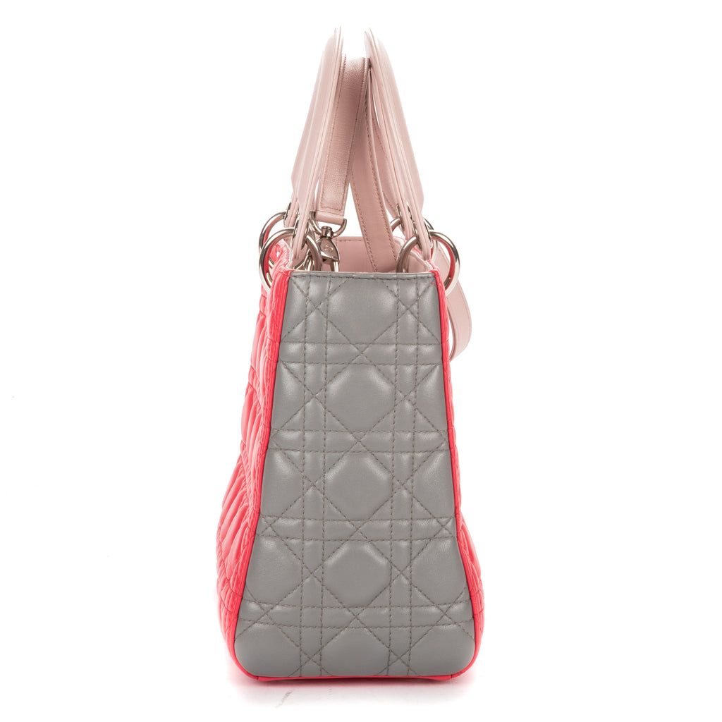 Shoulder Bag Medium Lady Dior Medium Fuchsia Cannage Lambskin Leather